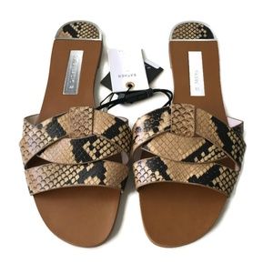 ZARA Leather Crossover Flat Sandals Size 8 NWT